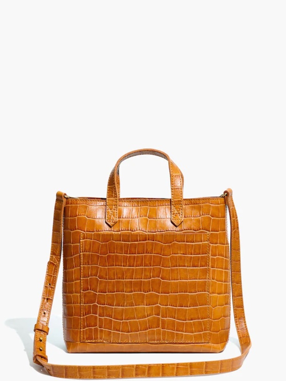 Madewell Zip-Top Small Transport Crossbody: Croc Embossed Leather- golden